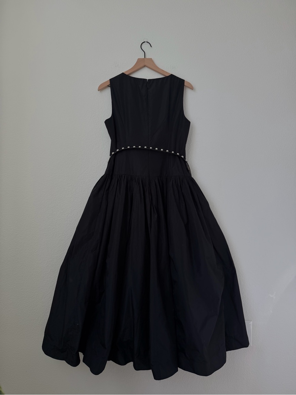 Karl Lagerfeld Taffeta Drop Waist Ball Gown Sleeveless Black Midi Dress Size 10 - Picture 13 of 15